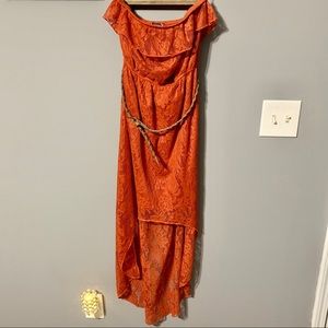 Boho High Low Belted Maxi Dress
